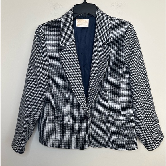 Classic Vintage Pendleton Houndstooth Blazer Size 14 (Runs Small) - Picture 9 of 14